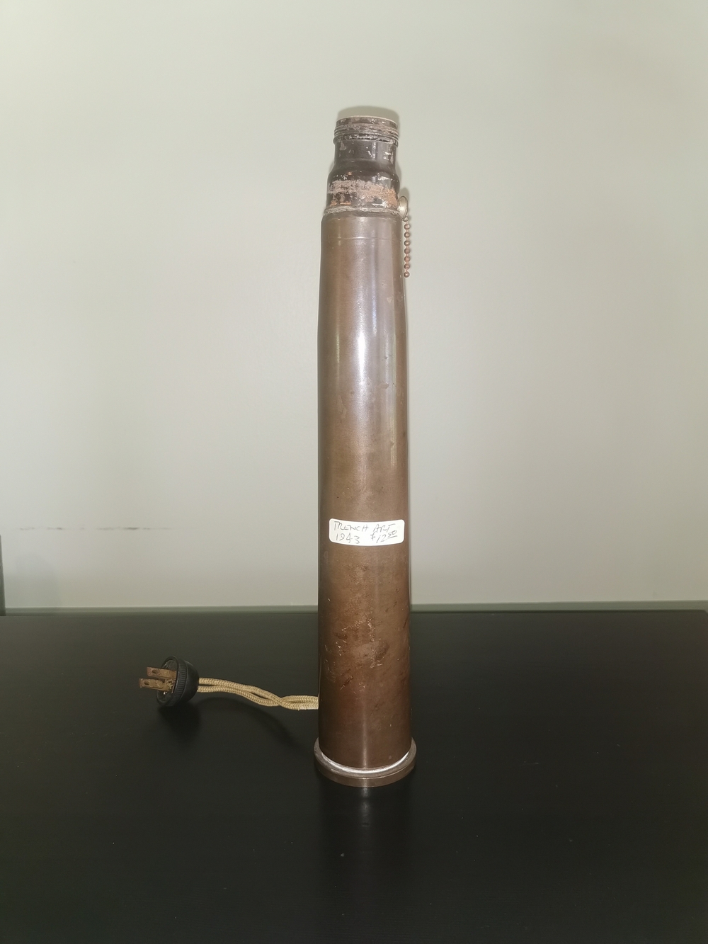 WWII 40mm M25 Brass Shell Case Trench Art 1943 Table Lamp
